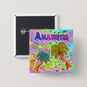 Badge Carré 5 Cm Bouton cible de vacances Anaheim