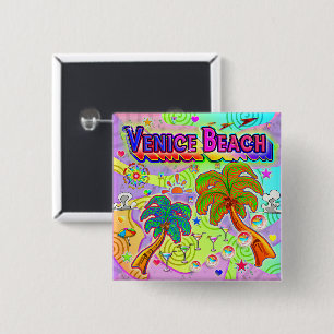 Badge Carré 5 Cm Bouton cible de vacances de Venice Beach
