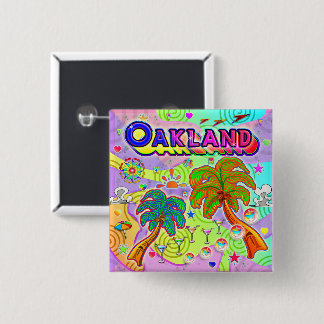 Badge Carré 5 Cm Bouton Cible Vacances Oakland