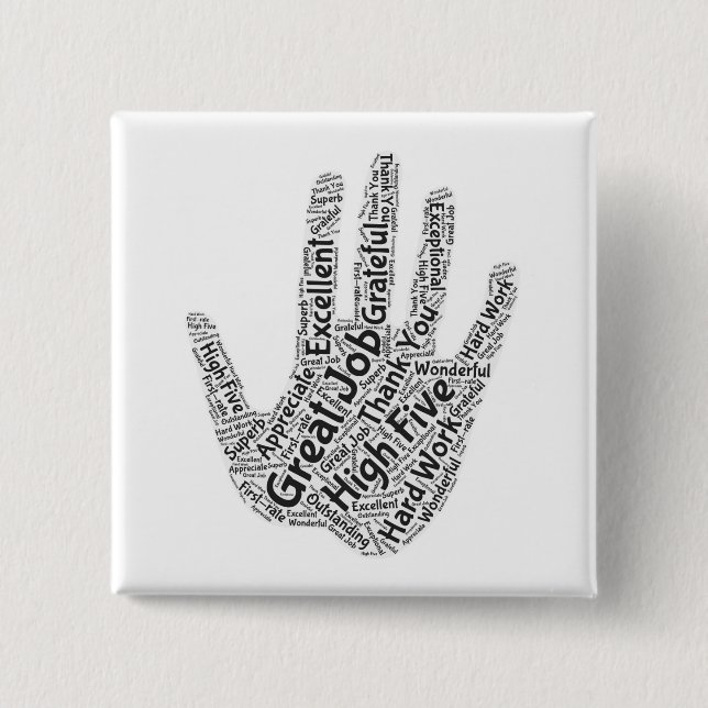 Badge Carré 5 Cm Bouton cinq haut (Devant)