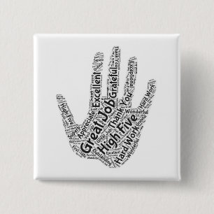 Badge Carré 5 Cm Bouton cinq haut