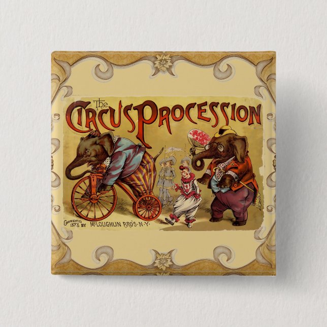 Badge Carré 5 Cm Bouton cirque (Devant)