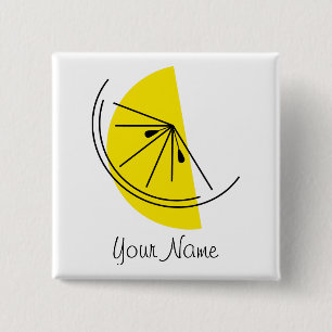 Badge Carré 5 Cm Bouton Citrus Lemon Name