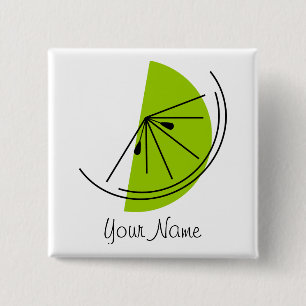 Badge Carré 5 Cm Bouton Citrus Lime Nom