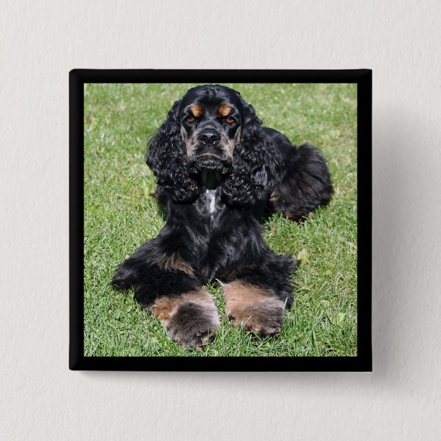 Badge Carré 5 Cm Bouton Cocker Spaniel (Devant)