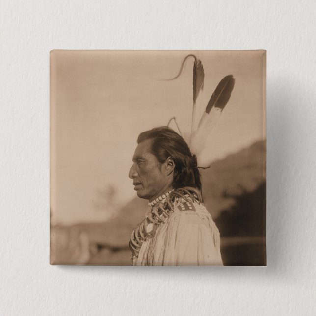 Badge Carré 5 Cm Bouton Coeur du corbeau (Devant)