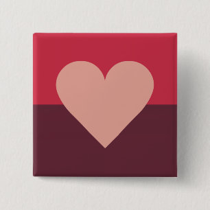 Badge Carré 5 Cm Bouton Coeur Saint-Valentin