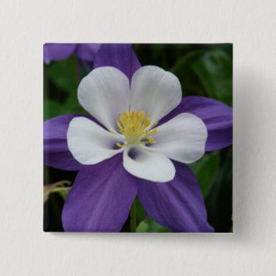 Badge Carré 5 Cm Bouton Colonne violet et blanc