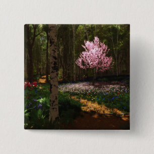 Badge Carré 5 Cm Bouton Concerto Cherry Tree