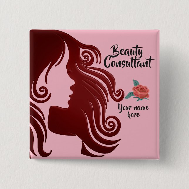 Badge Carré 5 Cm Bouton Consultant de beauté (Devant)