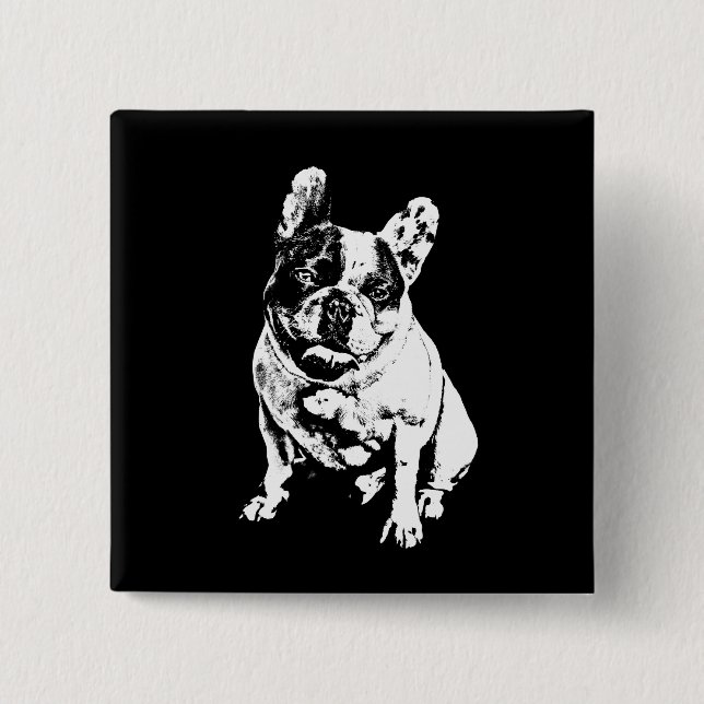 Badge Carré 5 Cm Bouton cool B&W Bulldog Pin (Devant)