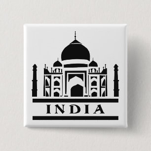 Badge Carré 5 Cm Bouton couleur personnalisée INDIA