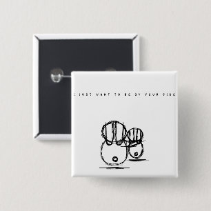 Badge Carré 5 Cm Bouton Couple Couple Bunny Soyez à vos côtés