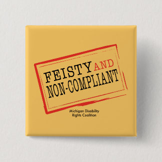 Badge Carré 5 Cm Bouton courageux orange