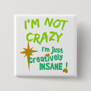 Badge Carré 5 Cm Bouton créatif fou