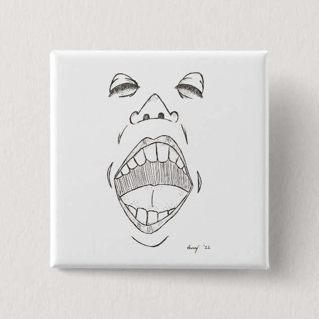 Badge Carré 5 Cm Bouton "crier" (Devant)