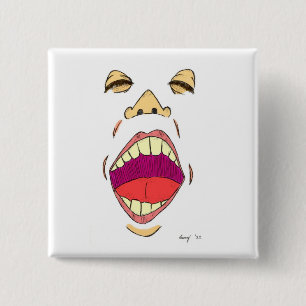 Badge Carré 5 Cm Bouton "crier"