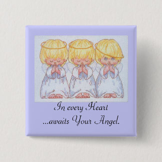 Badge Carré 5 Cm Bouton croisé de point de trois anges de bébé