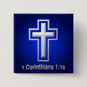 Badge Carré 5 Cm Bouton Croix - Carré