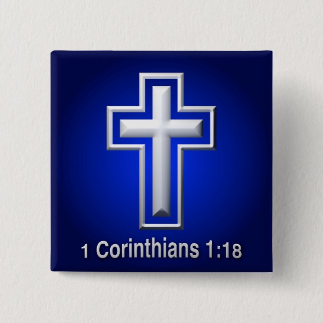 Badge Carré 5 Cm Bouton Croix - Carré (Devant)