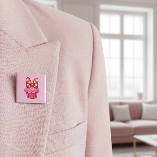 Badge Carré 5 Cm Bouton Cupcake (Créateur téléchargé)