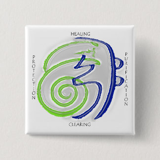 Badge Carré 5 Cm Bouton curatif de Reiki