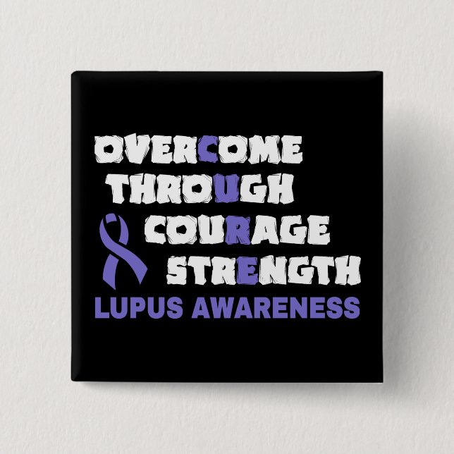Badge Carré 5 Cm Bouton CURE...Lupus (Devant)