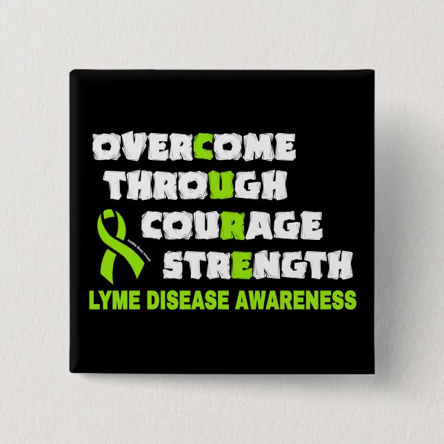 Badge Carré 5 Cm Bouton CURE...Lyme (Devant)