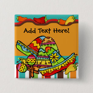 Badge Carré 5 Cm Bouton customisé de fiesta