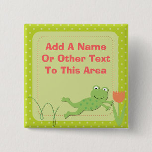 Badge Carré 5 Cm Bouton customisé de grenouille