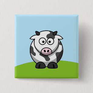 Badge Carré 5 Cm Bouton Cute Cow