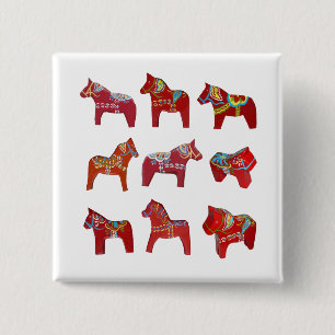 Badge Carré 5 Cm Bouton Dala Horses