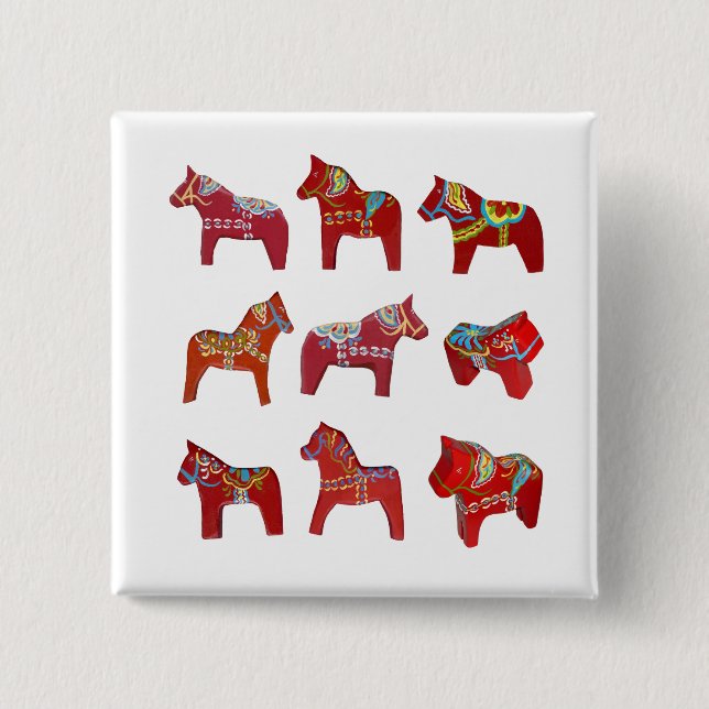 Badge Carré 5 Cm Bouton Dala Horses (Devant)