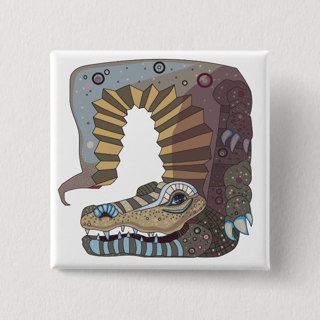 Badge Carré 5 Cm bouton d'alligator (Devant)