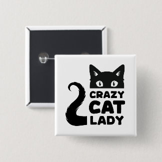 Badge Carré 5 Cm Bouton dame du chat fou