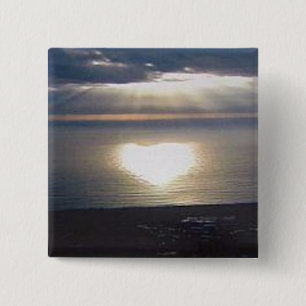 Badge Carré 5 Cm Bouton d'amour de coucher du soleil