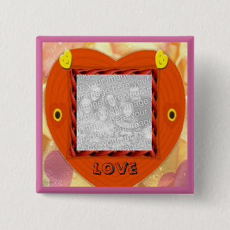 Badge Carré 5 Cm Bouton d'amour du coeur
