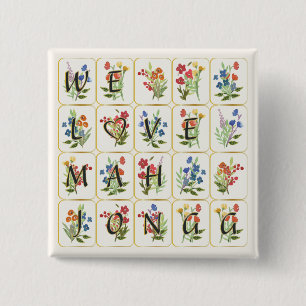 Badge Carré 5 Cm Bouton d'amour Mah Jongg