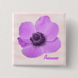 Badge Carré 5 Cm Bouton d'anémone rose fille personnalisable