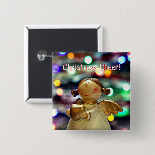 Badge Carré 5 Cm Bouton d'ange joyeux pour Noël