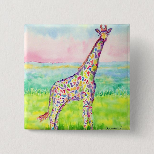 Badge Carré 5 Cm Bouton d'Annabelle (Devant)