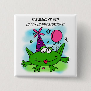 Badge Carré 5 Cm Bouton d'anniversaire customisé de la grenouille H