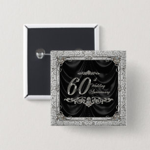 Badge Carré 5 Cm Bouton d'anniversaire de noces de diamant