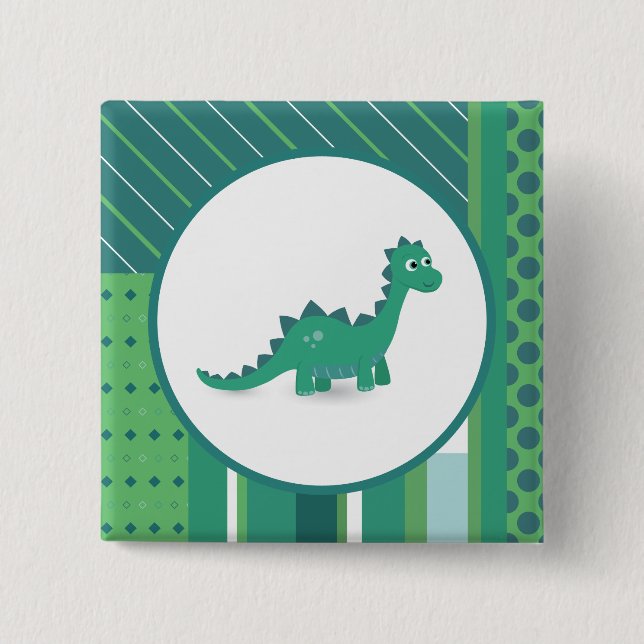 Badge Carré 5 Cm Bouton d'appui carré Dinosaur (Devant)
