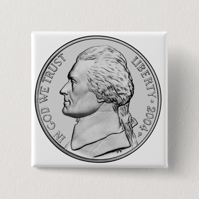 Badge Carré 5 Cm Bouton d'argent (Devant)