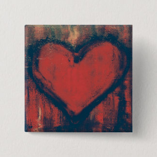 Badge Carré 5 Cm Bouton d'art de coeur de graffiti