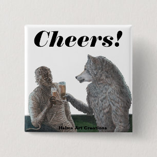 Badge Carré 5 Cm Bouton d'art Imaginaire de la bière pour loup-garo