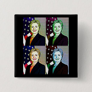 Badge Carré 5 Cm Bouton d'Art numérique Hilary Clinton Memorabilia