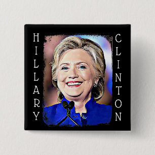Badge Carré 5 Cm Bouton d'Art numérique Hilary Clinton Memorabilia