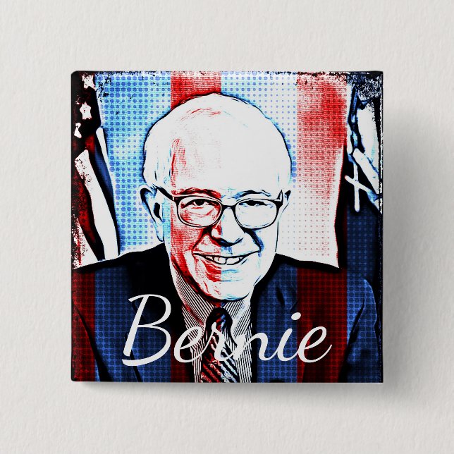 Badge Carré 5 Cm Bouton d'Art numérique Pro Bernie Sanders (Devant)